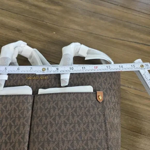 Michael Kors Jet Set Travel Medium Double Pocket Sould Tote/Bag Brown New - Picture 8 of 10